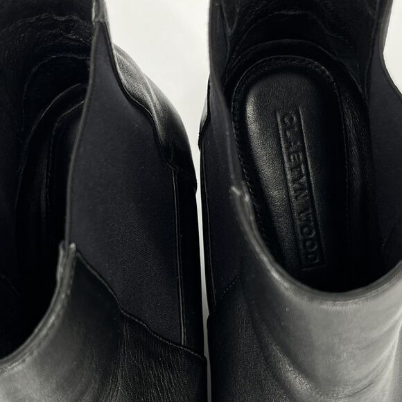 Claetyn Wood Boots Womens 8.5 Black Chelsea Leather Hidden Wedge Bootie 39EU - Picture 4 of 6